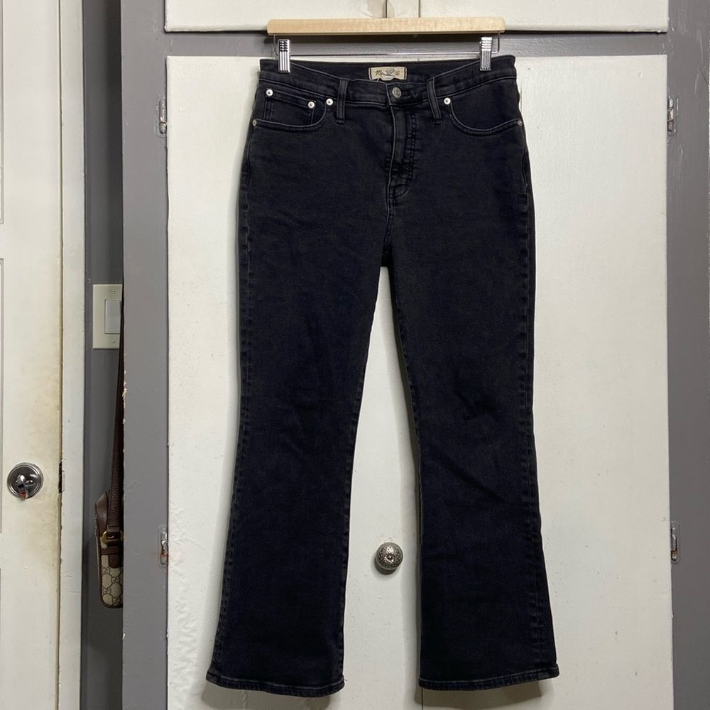 Madewell Womens Black Mid Rise Kick Out Jeans Flare Out Denim Size 29